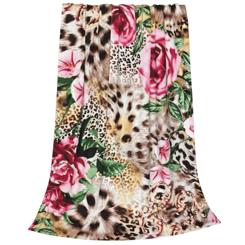 Couverture polaire lit imprimé léopard rose plaid canapé chaud - 3