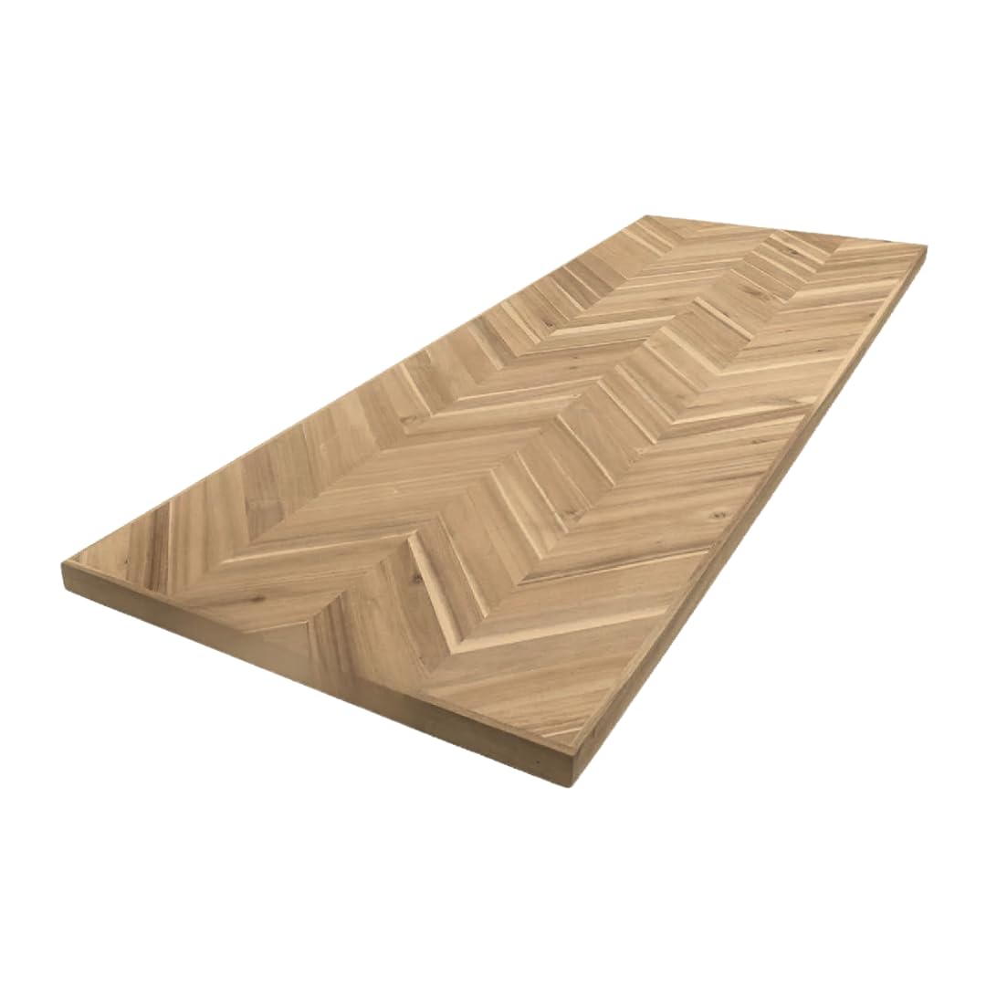 72 in x 26 in x 1.5 in Wood Butcher Block Countertop, Natural Chevron Acacia, Unfinished Solid Tabletop – Ideal for DIY Kitchen/Dining Room/Home Office