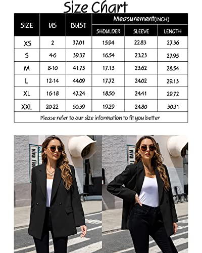 Valpweet Womens Oversized Blazers Casual Open Front Long Sleeve Lapel Solid Color Button Work Office Business Blazer Jacket Black #TOP4