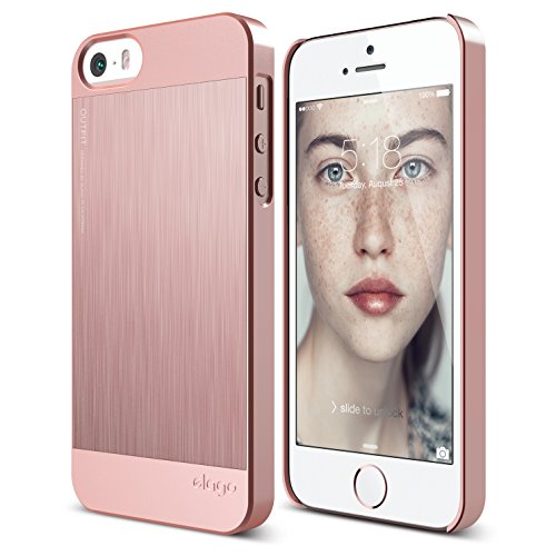 iPhone SE case, elago® [Outift Matrix][Rose Gold] - [Premium Hybrid Construction][Diamond-Cut Aluminum][Spark Design Award] - for iPhone SE/5/5S