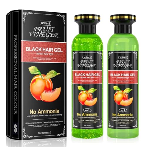Image of Adbeni Fruit Vineger Gel Hair Color, Black | Natural Hair Dye for Men & Women | No Ammonia & No Harsh PPD, Long-Lasting, Gentle on Scalp | 1000ml Black