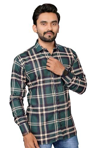 Image of GURIK Men's Cotton Box Checkered Slim Fit Casual Shirt with Chest Pocket, Full Sleeve Shirt for Formal & Casual Wear