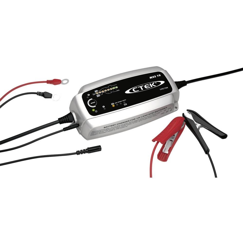 CTEK MXS 10 Chargeur de batterie entirement automatique (Charge, maintient et reconditionne les batteries auto, roulotte, camping-car) 12V, 10 Amp ? prise EU