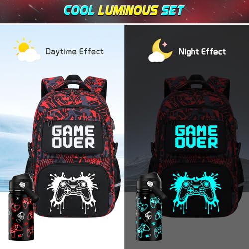 Boys Backpack - Includes 14oz Insulated Water Bottle, Boys School Backpack Set with Lunch Bag & Pencil Case Teens for School3