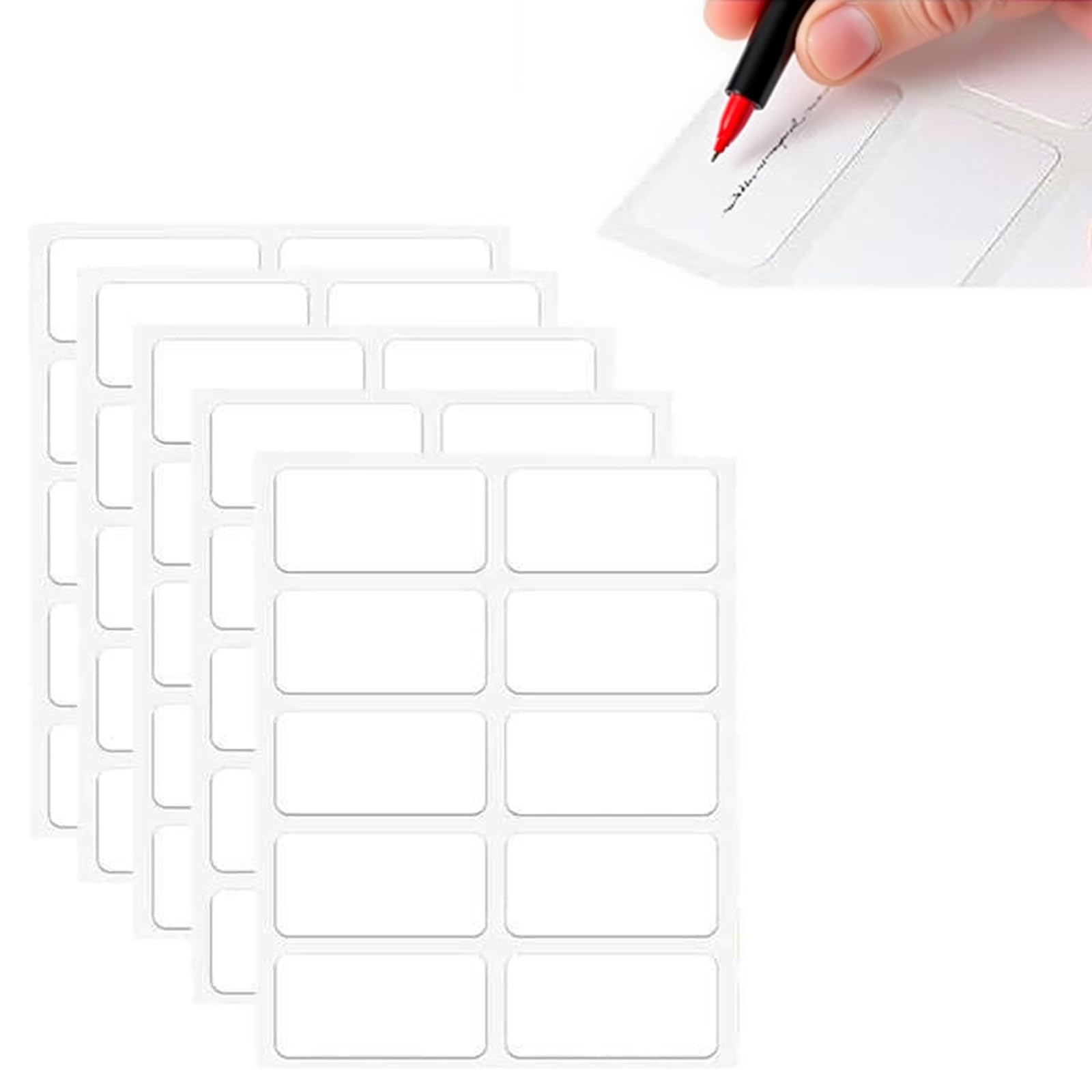 CHENLONB 名前シール 布用 防水 書ける アイロン接着不要 お名前 日付シール 手書きステッカー 50枚セット 45*15mm