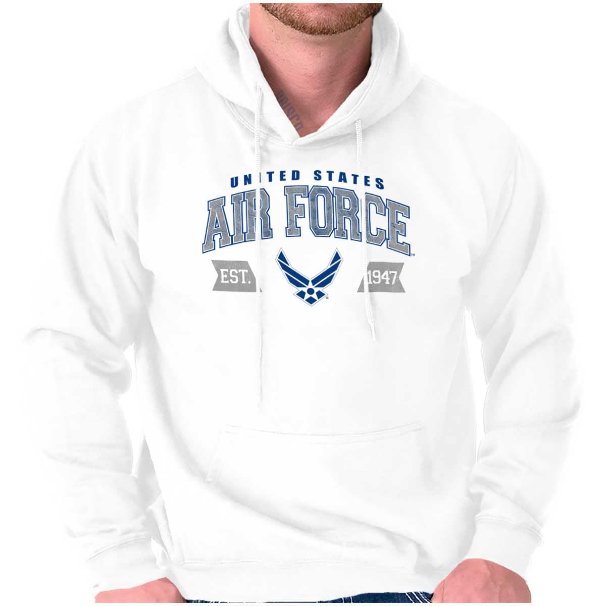 Brisco Brands US Air Force Wing Emblem Established Hoodie Sweatshirt Women Men White