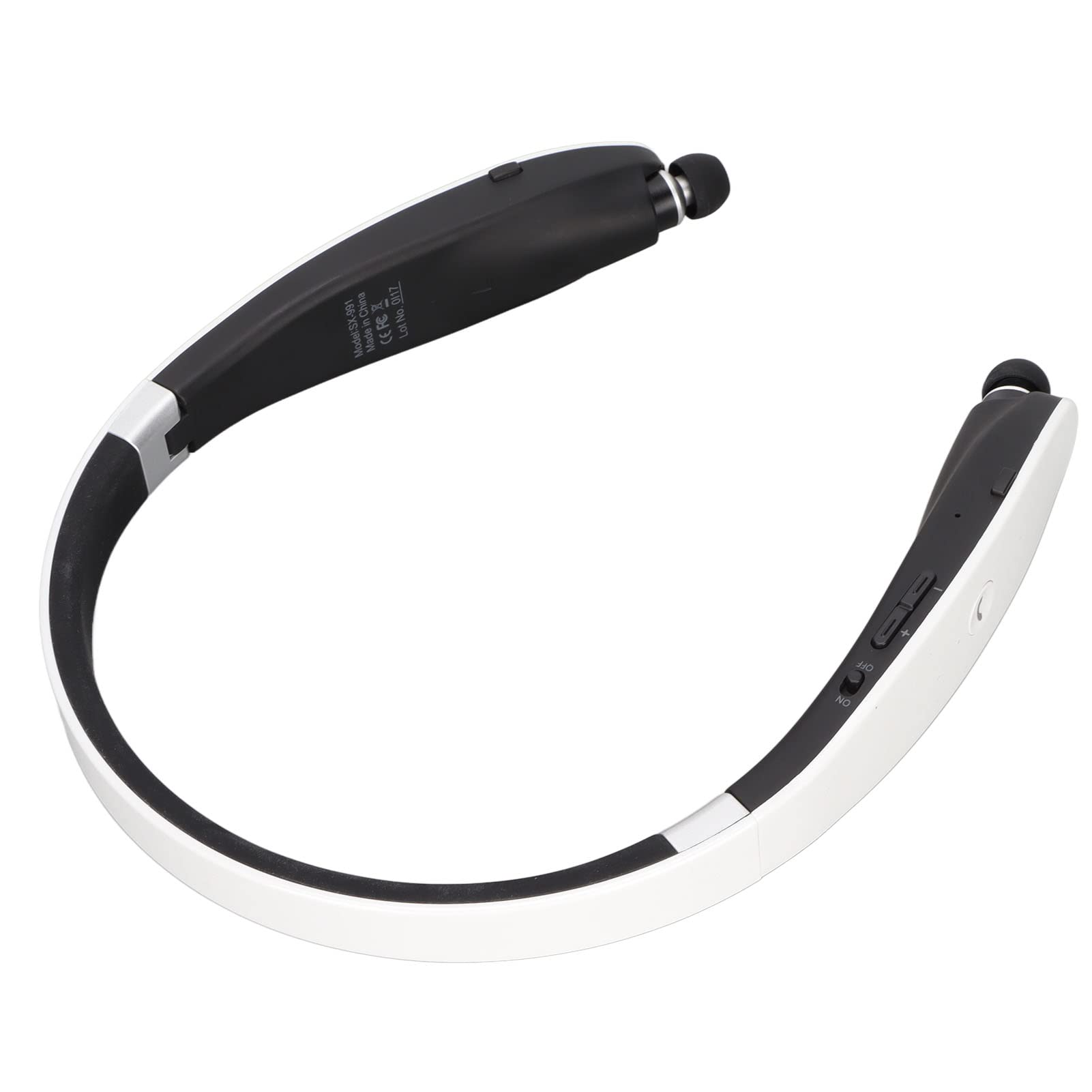 Annadue Cuffie Bluetooth con Archetto da Collo con Auricolari Retrattili Cuffie Wireless con Cancellazione del Rumore BT 5.0 Microfono Integrato per Viaggi Sportivi (WHITE)