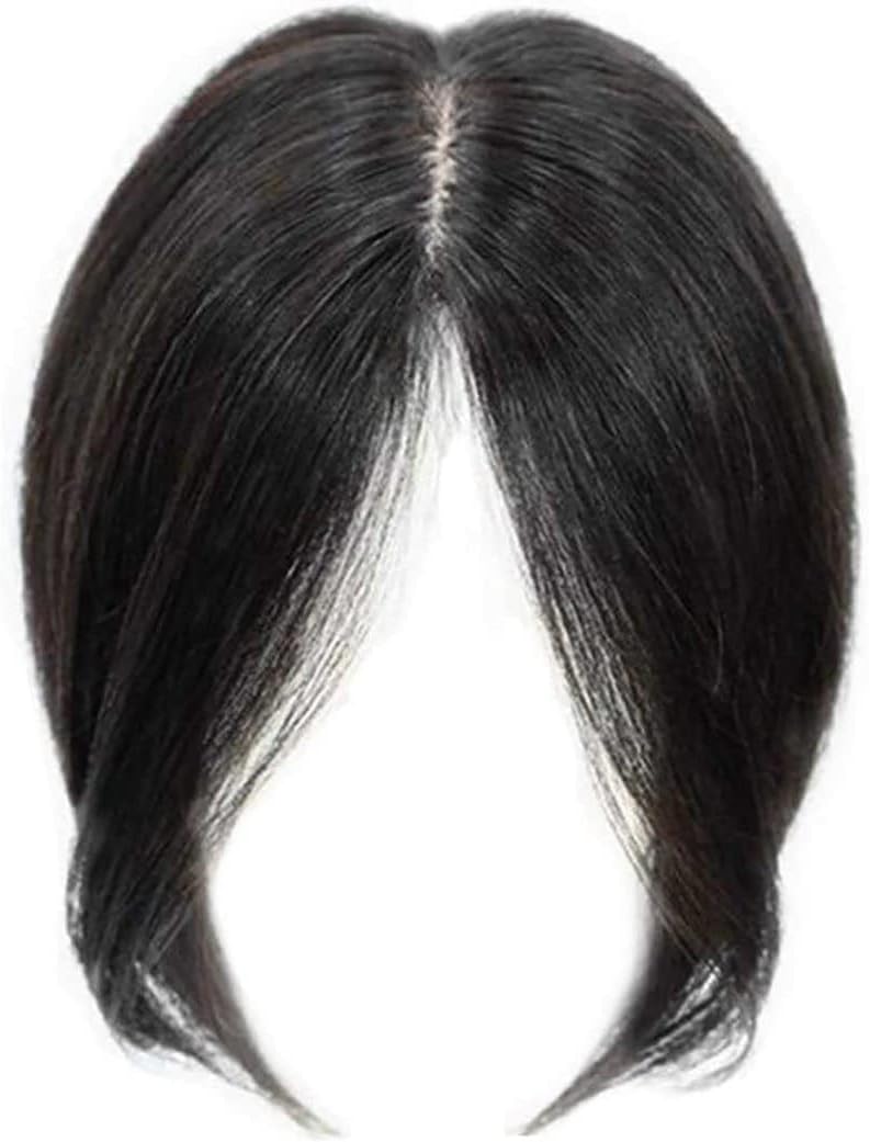 SunaOmni Hair Extensions, Real Topper Middle Side Part Human Hair, Hair Toppers for Women Real Human Hair No Bangs, Crown Topper Clip in Top Hairpieces for Women with Thinning Hair, Black
