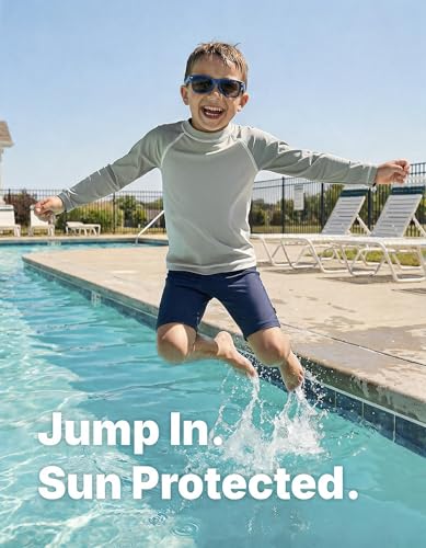 Image of City Threads Rash Guard for Boys SPF 50+ Made in USA, Long Sleeve Swim Shirt with Sun Protection, Toddler, and Youth Sizes