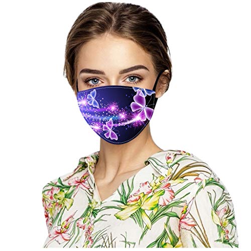 Preisvergleich Produktbild Oliviavane 1 Stück Mundschutz Maske Schwarz Erwachsene Unisex 3D Exquisiter Schmetterlingsdruck Nachtthema Motiv Waschbar Wiederverwendbar Mund und Nasen Maske und Nasenschutz Halstuch mundschutz