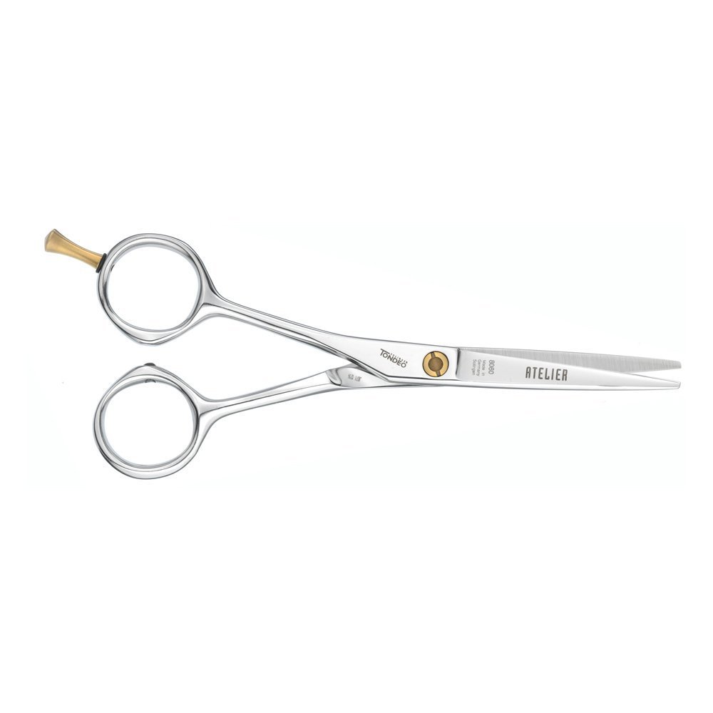 TONDEO Friseurschere ATELIER classic LEFT 5.5"| klassische Griffhaltung | Linkshänder Haarschere | Chromstahl aus Solinger Sonderschmelze | Slice-Schneide | poliert | Made in Solingen