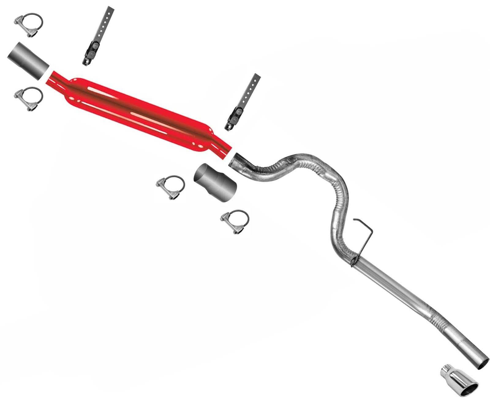 Cherry Bomb Performance Muffler Replacement Parts For Ford F-150 2004 2005 2006 2007 2008 Tail Pipe Chrome Tip