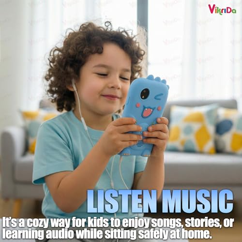 Image of Vikrida Plastic Kids Smartphone Toy with MP3 Music Player Bumper Back Case Dual Camera for Selfies in-Built Games 2.4 inch Screen 8MP Camera Toys for Boys & Girls (Blue)