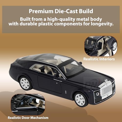 Image of Alloy Metal Pull Back Die-cast Car 1;24 Various Models with Sound & Music, Toy Cars for Kids Durable and Fun Gift for Boys and Girls (Dark Blue- Rolls Royce)