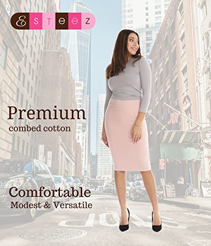 Esteez Pencil Skirts For Women Knee Length - Pink Pencil Skirts For Women Knee Length - Business Skirts For Women - Bodycon Midi Pencil Skirt -Chicago (Ex802107 Pink Medium) #TOP1