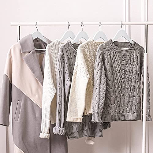 Image of WHISKET Solid Wood Hangers,Premium Wood Hangers with 360-Degree Rotatable Hook and Notches, Natural, Heavy Duty Wood Hangers for Coats, Suits, Jackets, Closet (White) [Pack of 20]