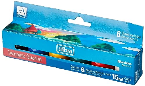 Tilibra - Tinta Guache 15ml 6 Cores Académie (Embalagem pode variar)