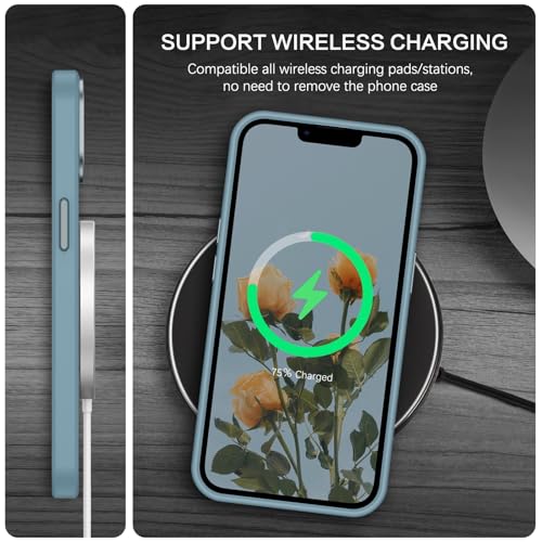 Image of BENTOBEN Magnetic for iPhone 13 Case & iPhone 14 Case [Compatible with Magsafe] Translucent Matte Magnetic Phone Case iPhone 13 /14 Shockproof Women Men Protective Cover for iPhone 13 /14, Gray Blue
