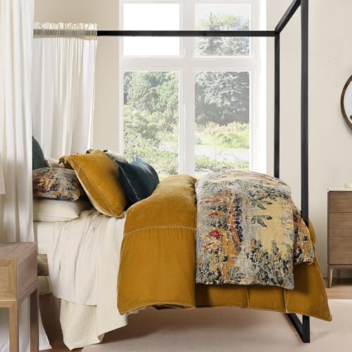 Image of HiEnd Accents Provence Washed Linen 3 Piece King Yellow Gold Comforter Set