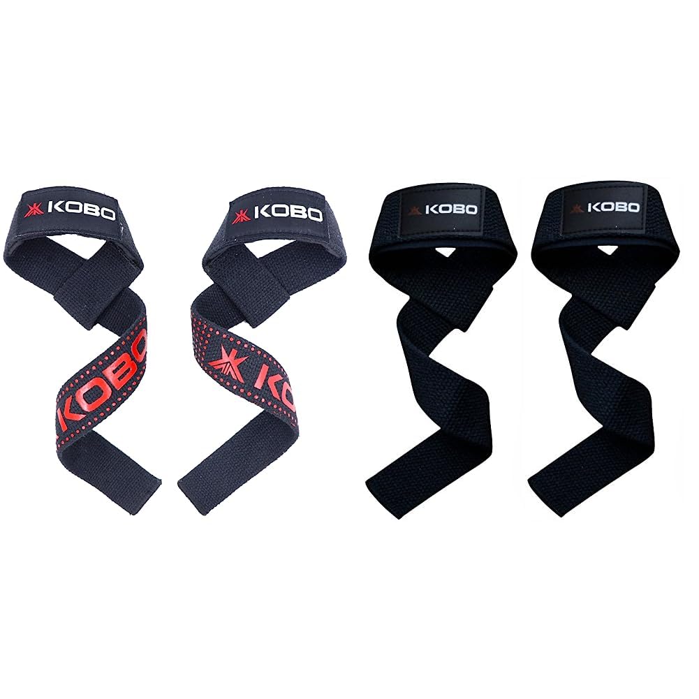 Kobo Weight Lifting Straps with Silicone Rubber Grip/Padded Gym Training Bar Belt Wrist Support, Black/red, Free Size WTA-03 Power Cotton Gym Support (Black) (B0C99M3PYL) Amazon Price History, Amazon Price Tracker