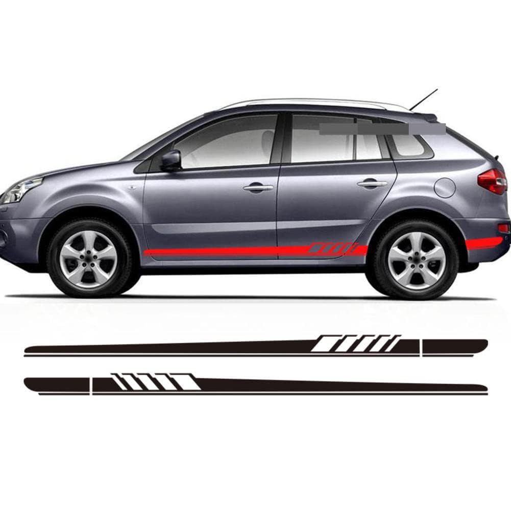 UNCLE LIAO Car Side Skirt For Dacia Duster Logan Sandero Auto Car Door Sticker Side Step Skirt.,Red