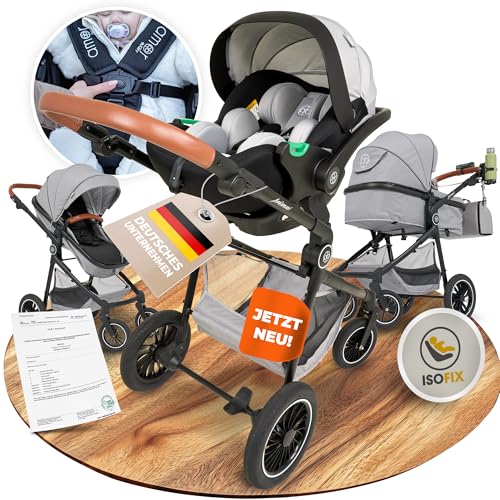 Kinderwagen 3 in 1 [Babywagen & Autositz] mit Babyschale Fahrgestell Kombi...