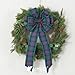 AIMUDI Christmas Tree Bows 10×20'' Green and Navy Blue Plaid Bows for Gift Wrapping Wreath Bows with Wire Edge Premade Gift Bows for Craft Present Indoor Holiday Door Christmas Decorations, 2 PCs
