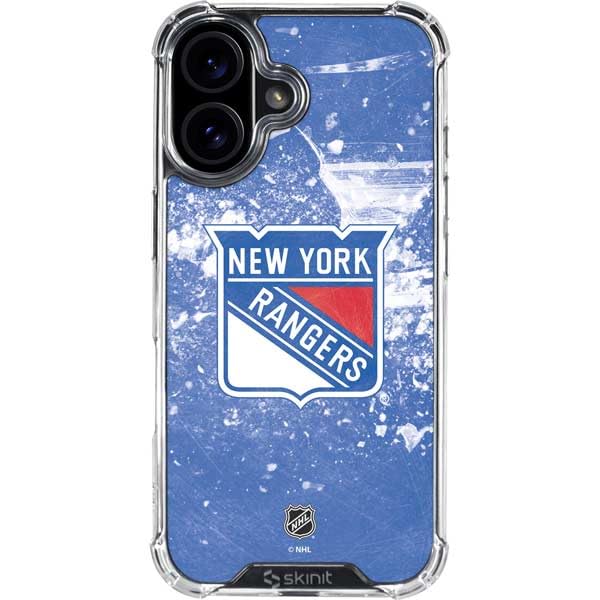 Skinit Clear Phone Case Compatible with iPhone 16 - Officially Licensed NHL New York Rangers Frozen Design