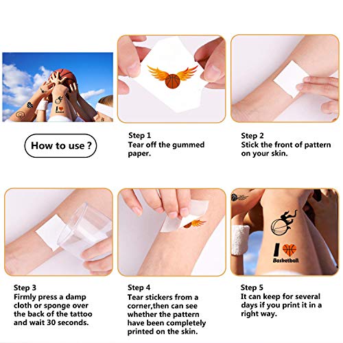 300Pcs Basketball Motivational Tattoos Temporary For Kids - Basketball Baby Shower/Birthday Party Supplies Sports Party Goodie Bag Stuffers Favors Prize(24 Sheets) #TOP3