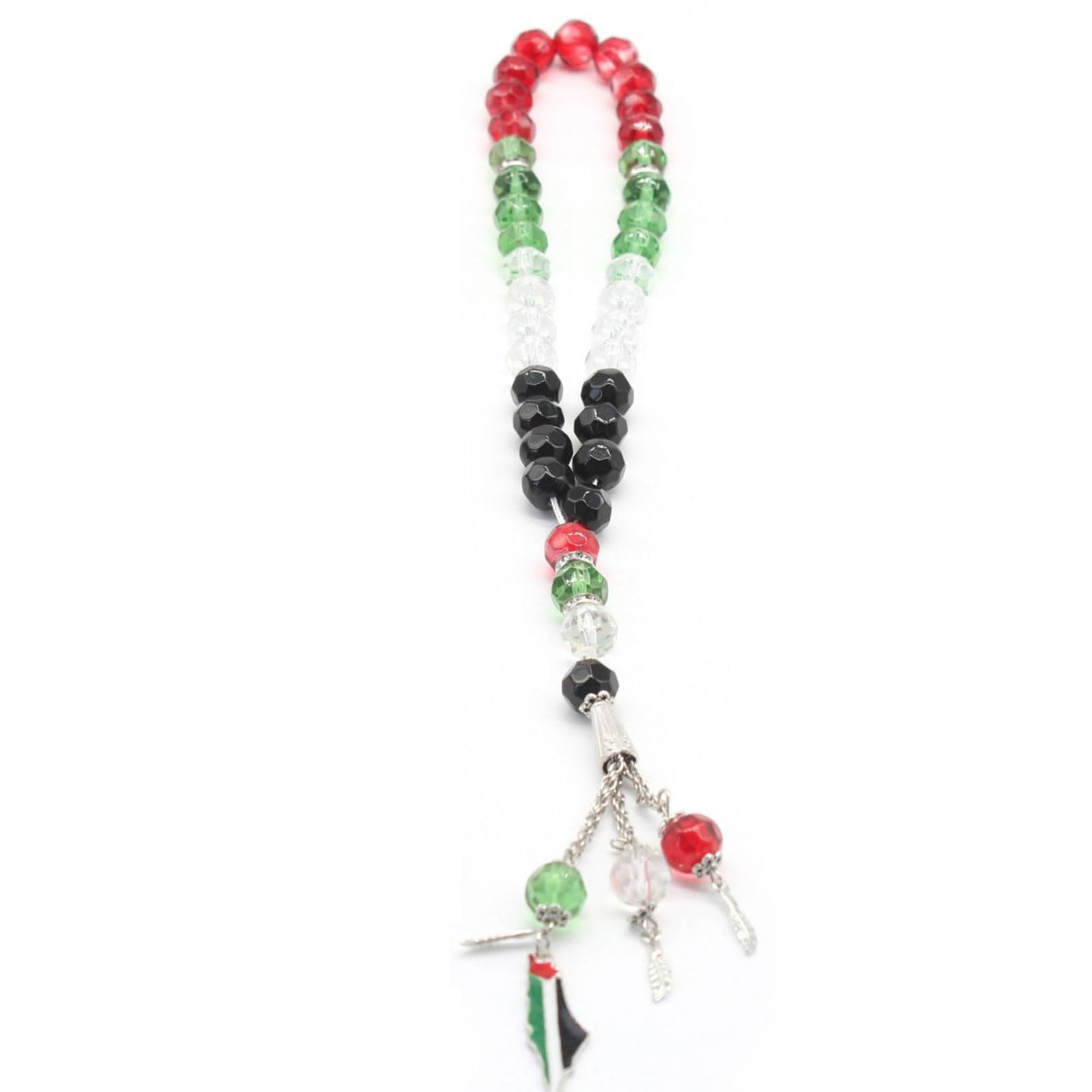 Hyclam Women's Ple Flag Rosary Bracelet Country Map Crystal Beads Bracelets Islamic Prayer Jewelry For Men Car Hanging Pendant