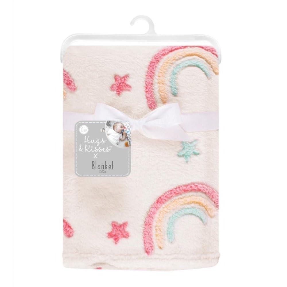 OnlyBee Baby Boy Girl Soft Fleece Rainbow Blanket Newborn for Pram Car Crib Moses Basket 75cm x 100cm