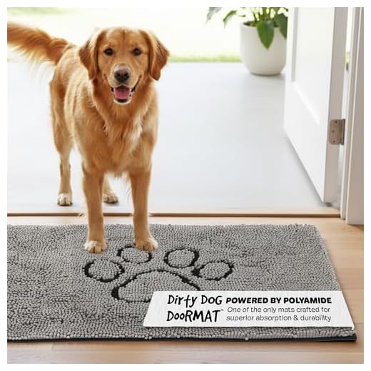 Dog Gone Smart Dirty Dog Microfiber Doormat, Super Absorbent, Machine Washable with Non-Slip Backing, Medium, Grey