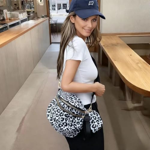 Image of Checkered Crossbody Bum Bags for Women, Nylon Sling Bags with Shoulder Strap, Large Capacity Checkered Purse Bag