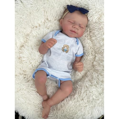 Lonian 19 Zoll Reborn Schlafen Puppen Neugeborenes Baby mit Full Vinyl Poseable Körper für Kinder ab 3 Jahren (Mädchen) – Bild 4