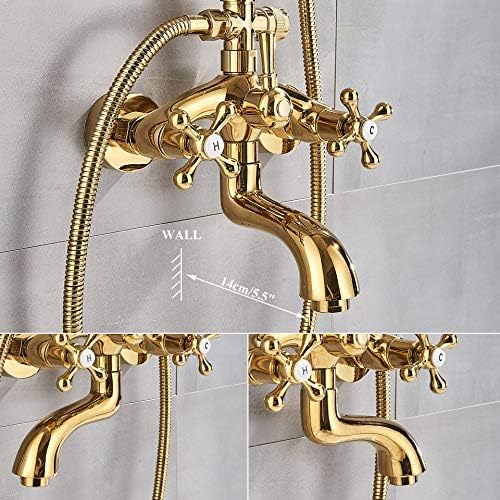 ゴールド シャワーヘッドセット 真鍮製 Amazon.co.jp: ゴールドシャワー蛇口セット タブスパウト付き 高圧バス
