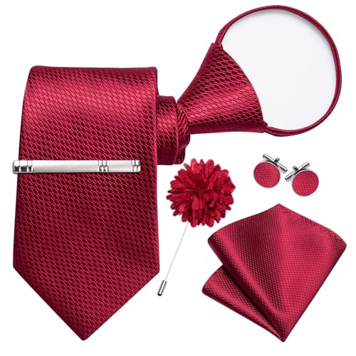 Image of DiBanGu Silk Pre-tied Ties for Men Formal Adjustable Necktie Set | 6PCS,Zipper Tie,Pocket Square,Cufflinks,Tie Clip & Lapel Pin,Wrinkle-Resistant,Premium Gift Box,Formal Business Wedding Party