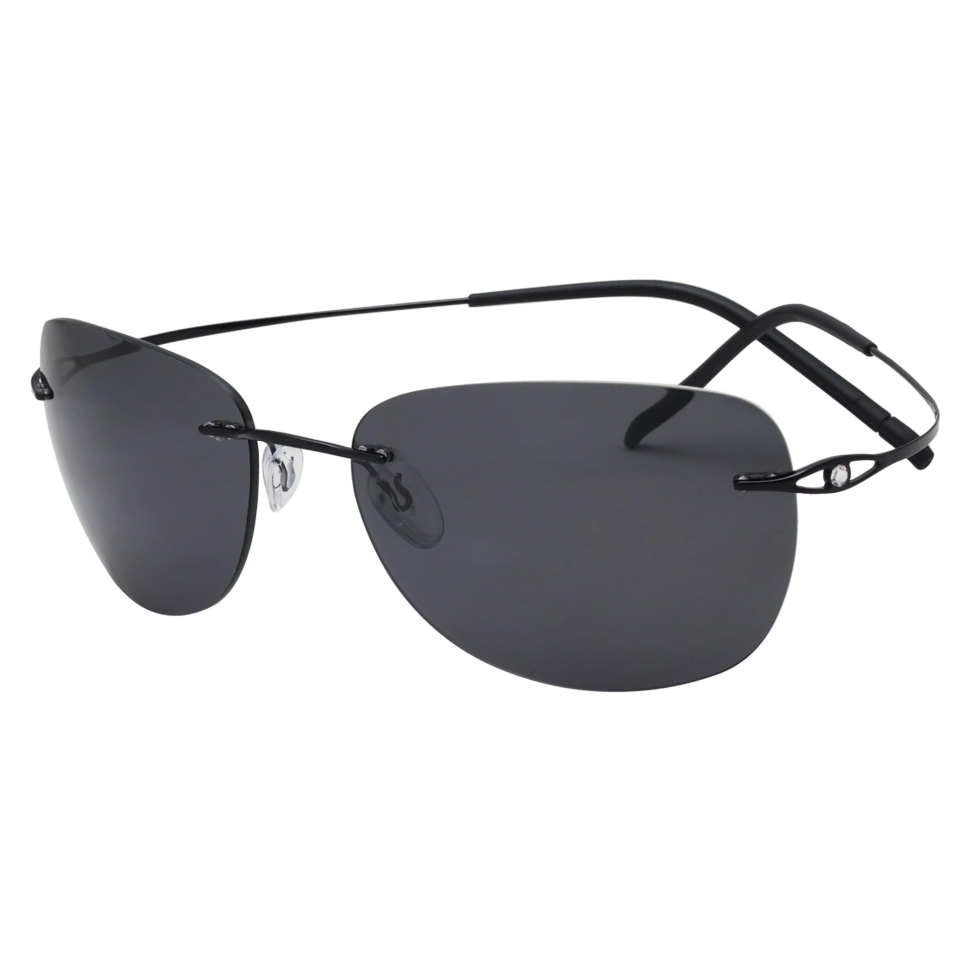 Eyekepper Pilot Rimless Titanium Polarized Sunglasses for Men and Women