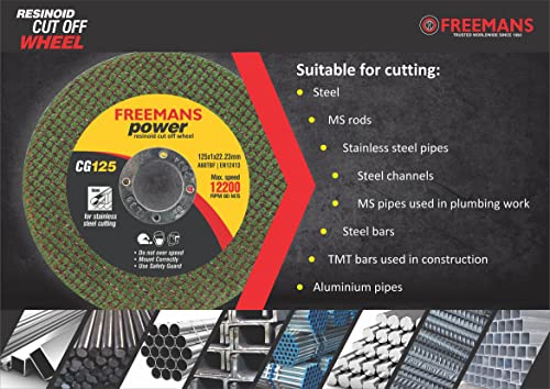 Image of FREEMANS 5-inch Double Net Cut off Wheels Used for Metal and Stainless Steel Cutting Pack of 25 pcs - Green