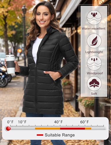 ROYAL MATRIX Women's Packable Puffer Jacket Lightweight Puffer Coat with Hood Long Winter Warm Travel Puffer Jackets4