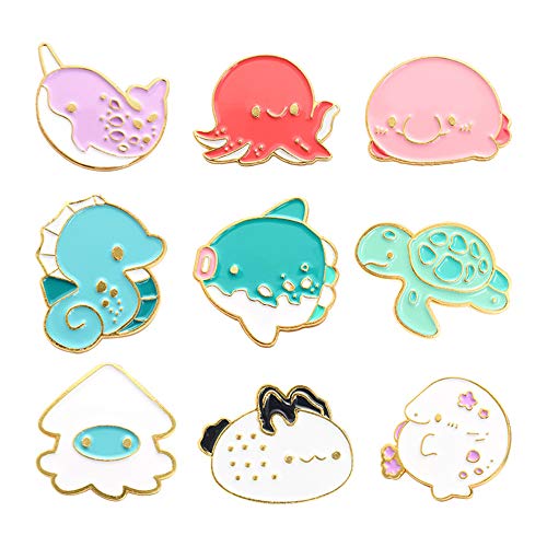 Cartoon Marine Life Enamel Lapel Pin Set Cute Sea Animal Brooch Pins Badge Whale Sea Turtle Octopus Hippocampus Fish for Children s Day Gift Clothes Backpacks Badges Hats Bags Gift