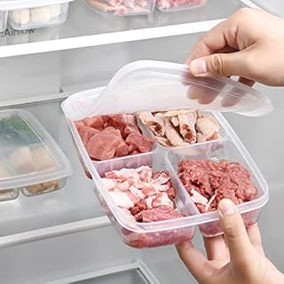 Meal Prep Container-Food Divided Freshness Box, Refrigerator Storage Container, Lid-Bonded Storage Boxes, Stackable Sealed Freshness Organizing Container (Large)