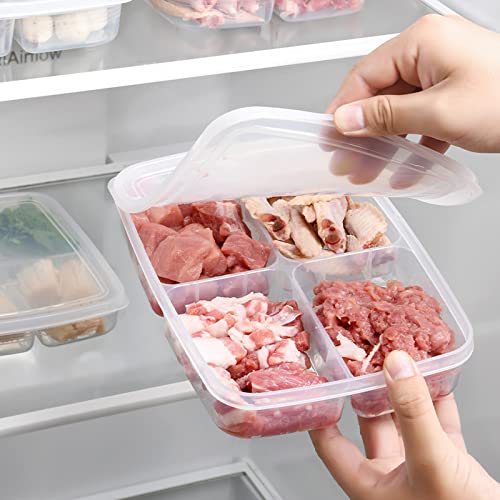 Meal Prep Container-Food Divided Freshness Box, Refrigerator Storage Container, Lid-Bonded Storage Boxes, Stackable Sealed Freshness Organizing Container (Large)
