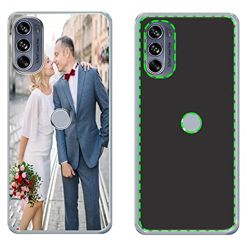 CXKJ Personalizzata Custodia per Motorola Moto E32,con la Tua Foto,Immagine o Scritta Cover,Flip Caso in PU Pelle Case Bumper Portafoglio Case Cover,per Moto E32 Cover - Black