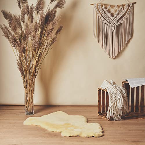 Cakla Lammfell Echt 110-120 cm - Schaffell Echt Groß - Fellteppich - Weich und Flauschig - Fell für Stühle - Lammfell Teppich - 100% Bio - Schafsfelle - Dekofell - Schafsfell Felle - Deko Fell