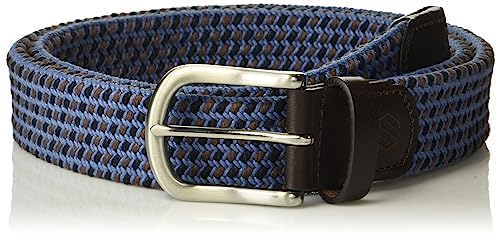 Johnston & Murphy Men's Woven Stretch Knit Belt, Navy/Blue/Brown, 036 #TOP25