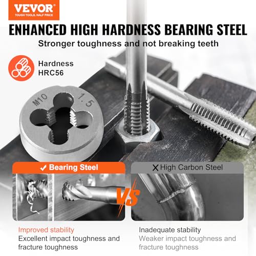Image of Tap and Die Set, 116-Piece Include Metric and SAE Size, Bearing Steel Taps and Dies, Essential Threading Tool for Cutting External Internal Threads, with Complete Accessories and Storage Case