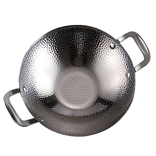 PRETYZOOM Hammered Griddle Pan Stainless Steel Cooking Pan Double Handles Non-stick Surface Compact for Kitchen