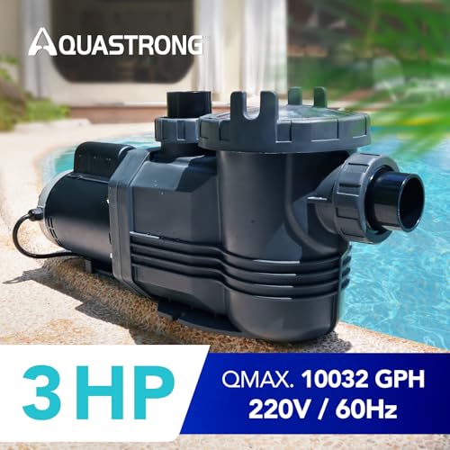 Image of Aquastrong Riptide Series 3 HP In /Above Ground Pool Pump, 220V Single Speed, Up to 10,032 GPH High Flow, Pure Copper Motor, Energy Efficient, Self Priming with Filter Basket
