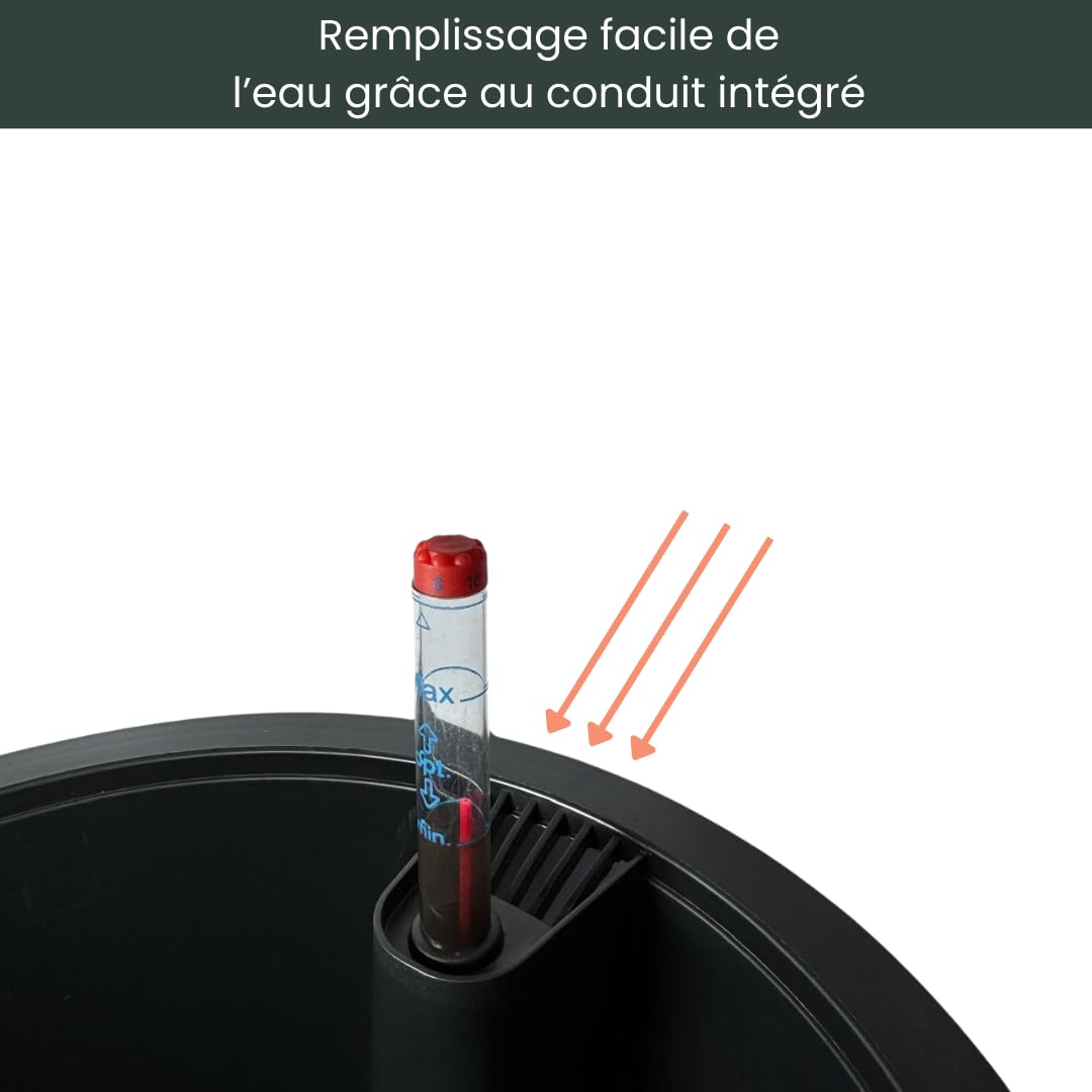 Jardinière Extérieur Avec Arrosage Automatique – Grande Taille 52x41 Cm | Indicateur Niveau D'Eau | Design Moderne Béige