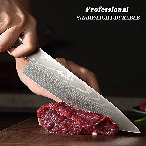Professional Chef Knife 7 Inch, Japanese Kitchen Knife Made of German High Carbon Stainless Steel with Ergonomic Handle